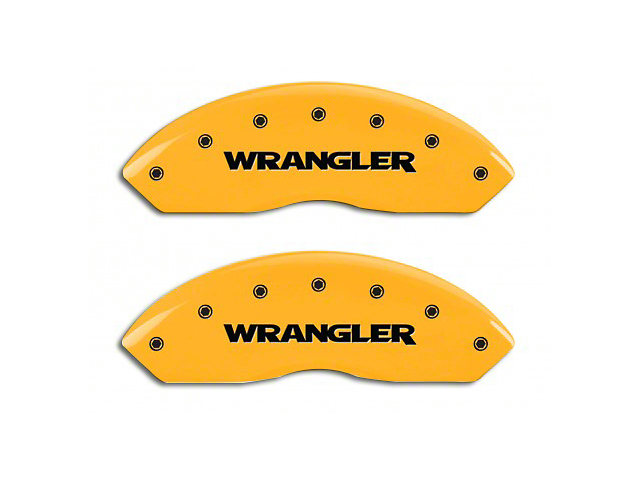 MGP Yellow Caliper Covers with MOPAR Logo; Front and Rear (03-06 Jeep Wrangler TJ w/ Rear Disc Brakes)