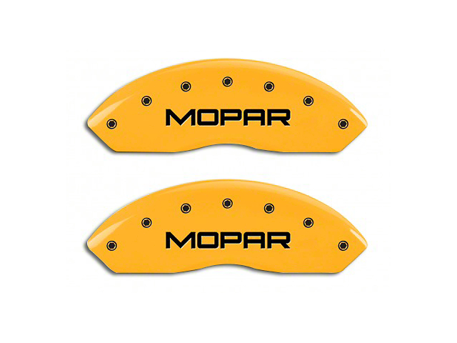 MGP Yellow Caliper Covers with MOPAR Logo; Front and Rear (07-18 Jeep Wrangler JK)