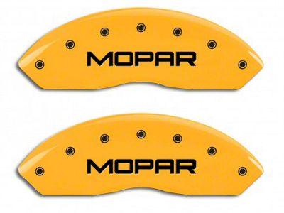 MGP Brake Caliper Covers with MOPAR Logo; Yellow; Front and Rear (07-18 Jeep Wrangler JK)