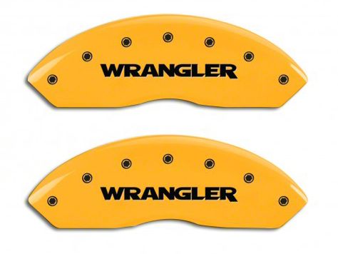 MGP Yellow Caliper Covers with Jeep Wrangler Logo; Front Only (97-06 Jeep Wrangler TJ)