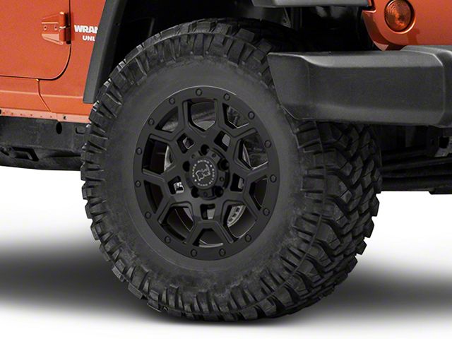Black Rhino Overland Matte Black Wheel; 17x8 (07-18 Jeep Wrangler JK)