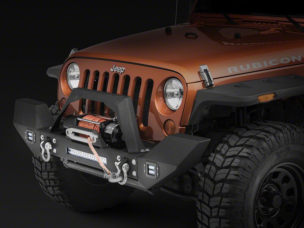 FS-7 Mid-Width Winch Front Bumper For The 2007-2025 Jeep Wrangler JK/JL & Jeep Gladiator JT | High Clearance | Bull Bar | 20" Light Bar Mount | Accepts Multiple Size Winches | DV8 Offroad
