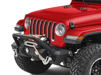 RedRock Stubby Winch Front Bumper with LED Fog Lights and Over-Rider Hoop (18-24 Jeep Wrangler JL)