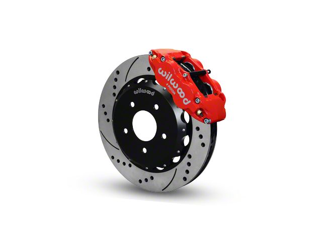 Wilwood Superlite 4R Front Big Brake Kit with Drilled and Slotted Rotors; Red Calipers (07-18 Jeep Wrangler JK)