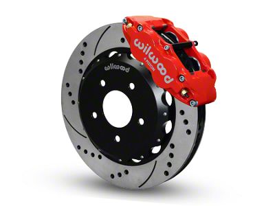 Wilwood Superlite 4R Front Big Brake Kit with Drilled and Slotted Rotors; Red Calipers (07-18 Jeep Wrangler JK)