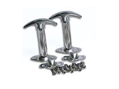 Smittybilt Hood Catch Kit; Stainless Steel (76-95 Jeep CJ5, CJ7 & Wrangler YJ)