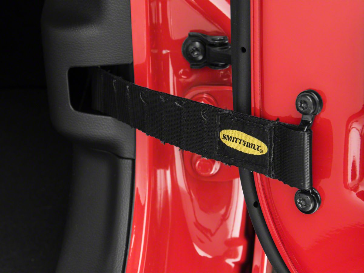 BASIKER 2pcs Door Limiting Straps for 2007-2017 Jeep Wrangler CJ JK JKU TJ YJ Heavy Duty Strong Rear Replacement Adjustable Door Strap 