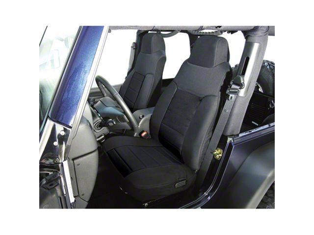 Rugged Ridge Fabric Front Seat Covers; Black (03-06 Jeep Wrangler TJ)
