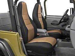 Rugged Ridge Fabric Front Seat Covers; Black/Tan (97-02 Jeep Wrangler TJ)