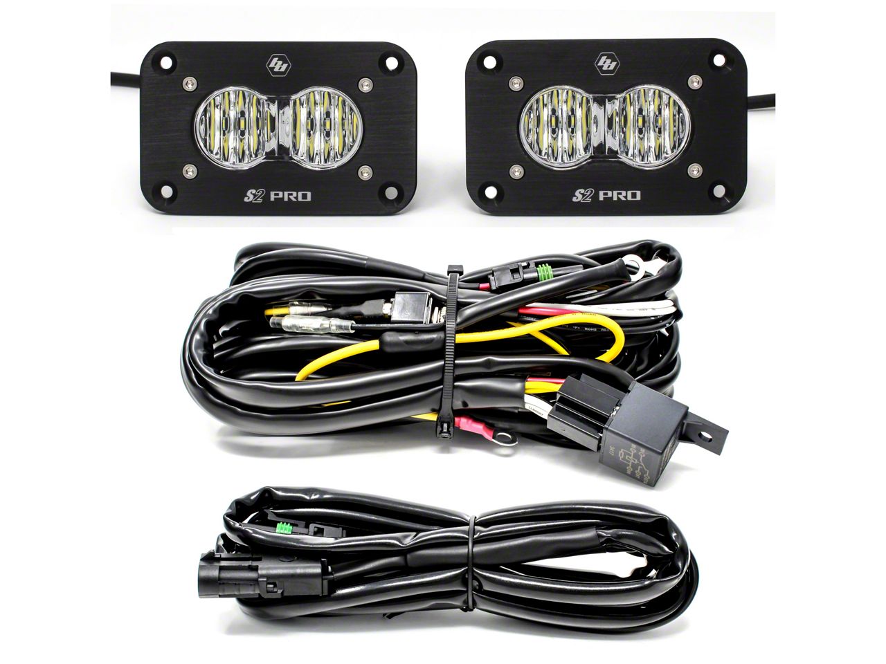 Baja Designs Jeep Wrangler S2 Pro Flush Mount LED Light Backup Kit; Wide Cornerning Beam 487807