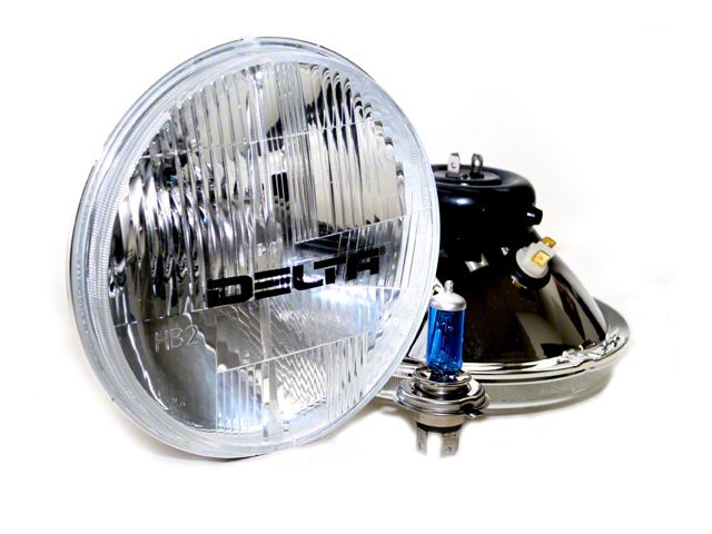 Delta Lights 7-Inch Xenon Headlights; Chrome Housing; Clear Lens (97-06 Jeep Wrangler TJ)
