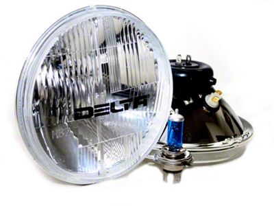 Delta Lights 7-Inch Xenon Headlights with City Light Kit; Chrome Housing; Clear Lens (97-06 Jeep Wrangler TJ)