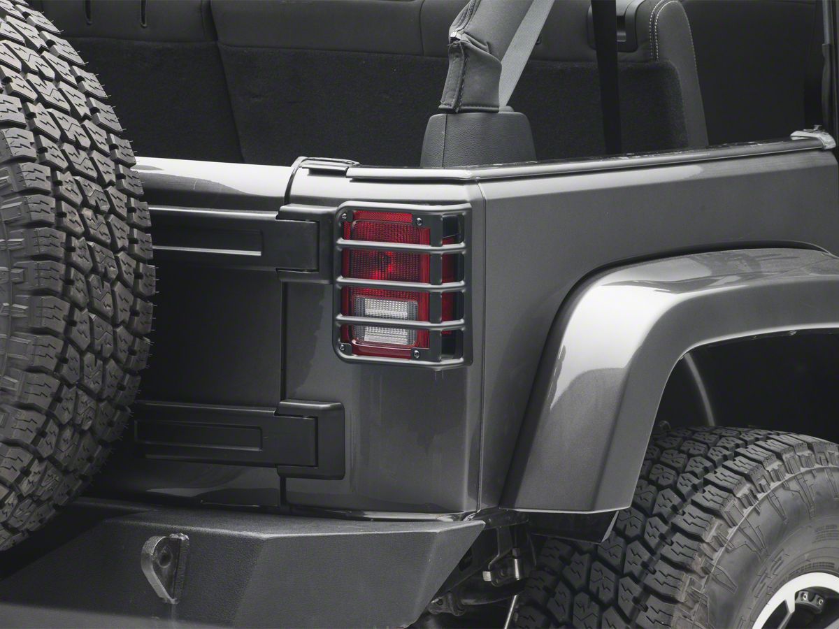 Pair（Jeep Logo） RT-TCZ Aluminum Black Rear Taillights Light Guard Tail Light Cover For 2018 Jeep Wrangler JL Sport/Sports 