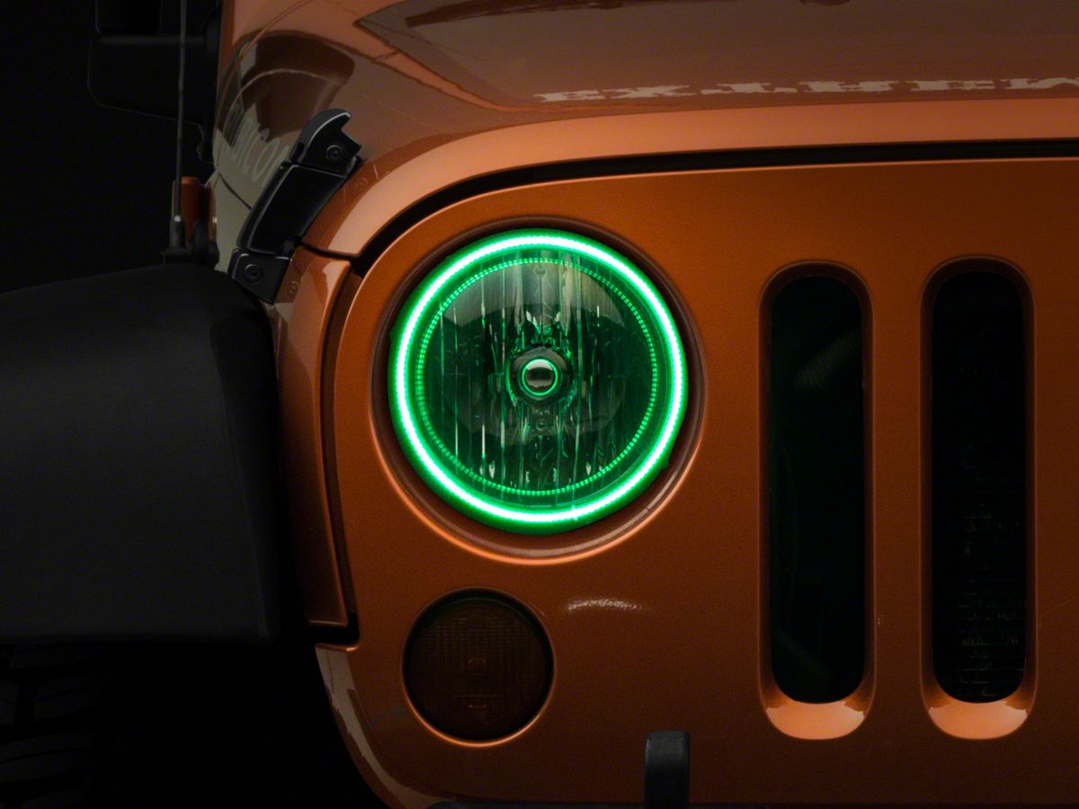 Oracle Jeep Wrangler LED Waterproof Headlight Halo Conversion Kit - Green  3943-004 (07-18 Jeep Wrangler JK)