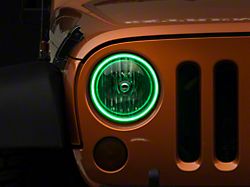 Oracle Waterproof Surface Mount LED Halo Headlight Kit; Green (07-18 Jeep Wrangler JK)