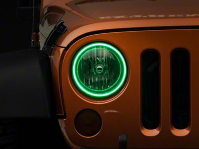 Oracle Waterproof Surface Mount LED Halo Headlight Kit; Green (07-18 Jeep Wrangler JK)