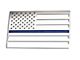 Stainless Steel American Flag Emblem; Polished with Thin Blue Line (Universal; Some Adaptation May Be Required)
