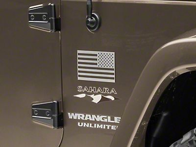 Jeep Wrangler Stainless Steel American Flag Emblem; Brushed (Universal;  Some Adaptation May Be Required) - Free Shipping