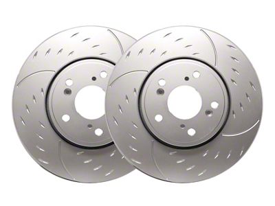 SP Performance Diamond Slot Rotors with Silver ZRC Coated; Front Pair (07-18 Jeep Wrangler JK)