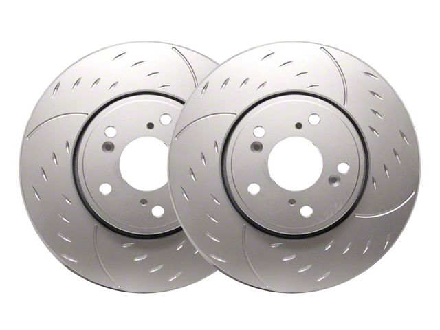 SP Performance Diamond Slot Rotors with Silver ZRC Coated; Front Pair (07-18 Jeep Wrangler JK)