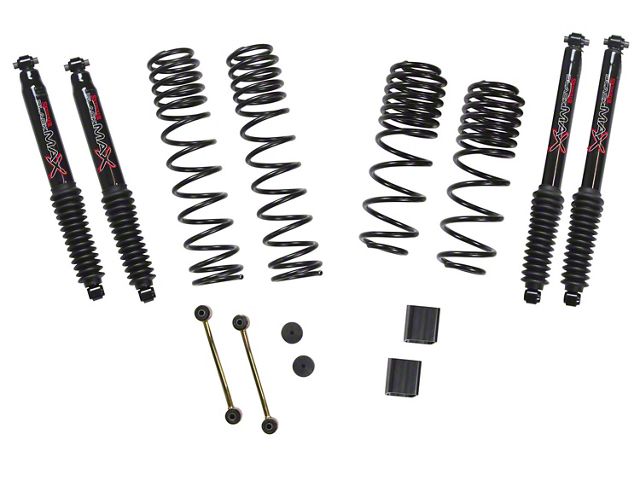 SkyJacker 1 to 1.50-Inch Dual Rate Long Travel Suspension Lift Kit with Black MAX Shocks (18-24 2.0L or 3.6L Jeep Wrangler JL 4-Door, Excluding Rubicon)