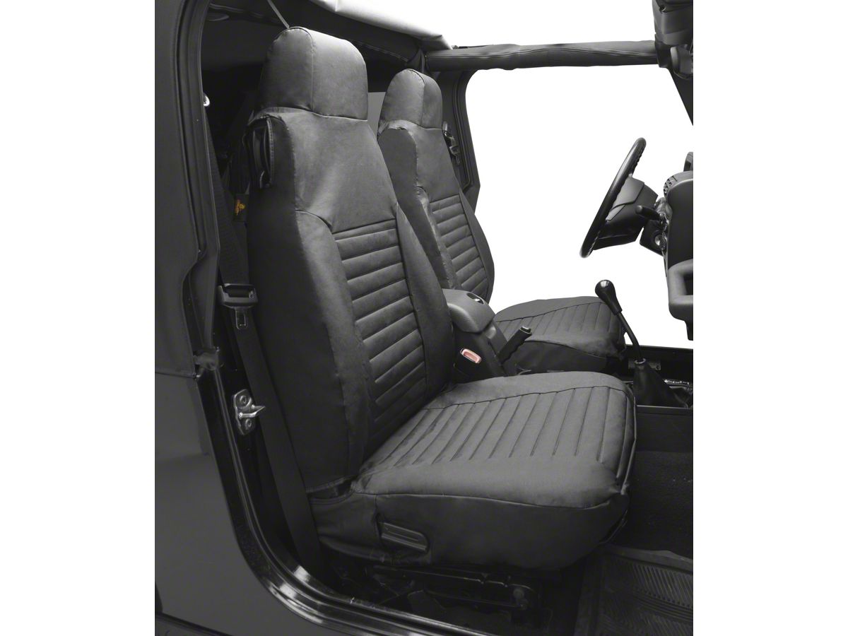 Bestop Jeep Wrangler Front High-Back Seat Covers - Black Denim J120116 (87-95  Jeep Wrangler YJ)