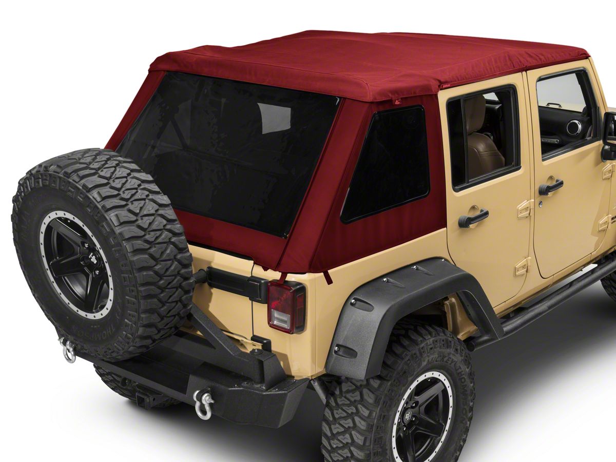 Bestop Jeep Wrangler Trektop NX Glide Soft Top; Red Twill 54923-68 (07-18 Jeep  Wrangler JK 4-Door) - Free Shipping