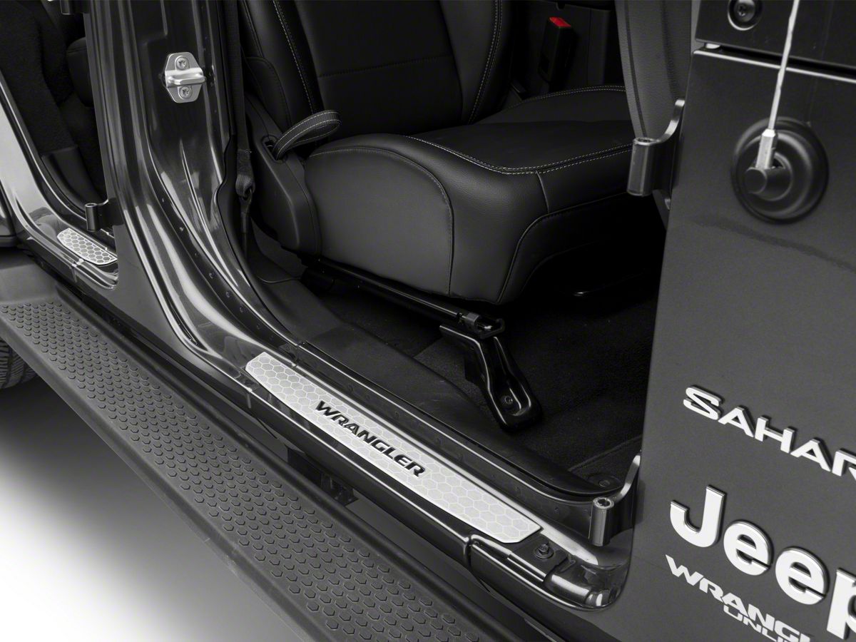 HGCAR 2 pcs ABS Door Sill Decor Trim Cover for 2018 Jeep Wrangler JL 4-Doors