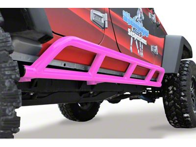 Steinjager Bare Metal Knuckles Rock Sliders; Hot Pink (07-18 Jeep Wrangler JK 4-Door)