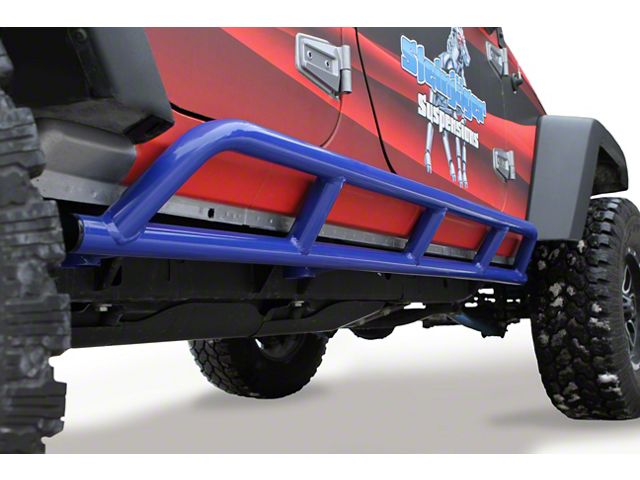 Steinjager Bare Metal Knuckles Rock Sliders; Southwest Blue (07-18 Jeep Wrangler JK 4-Door)