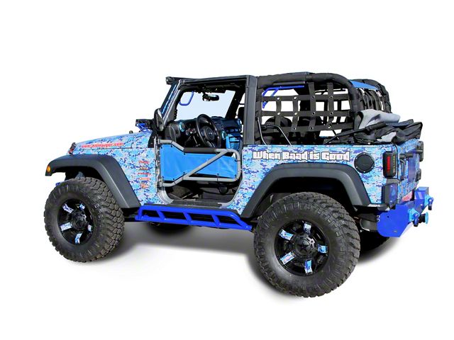 Steinjager Bare Metal Knuckles Rock Sliders; Southwest Blue (07-18 Jeep Wrangler JK 2-Door)