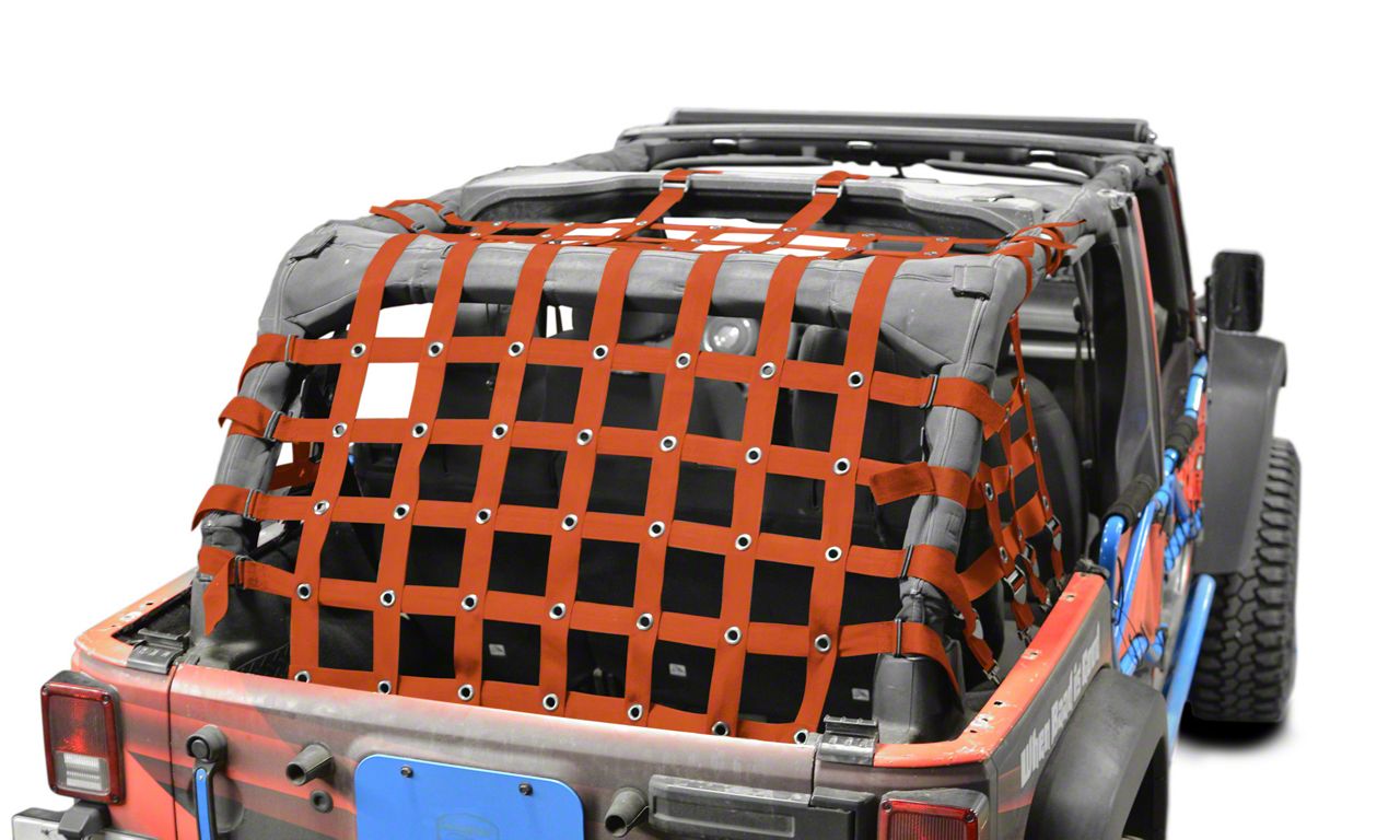 Steinjager Cargo Net Orange 07 18 Jeep Wrangler Jk 4 Door