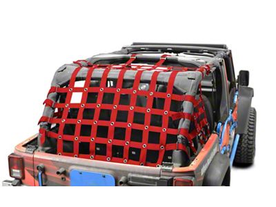 Steinjager Cargo Net; Red (07-18 Jeep Wrangler JK 4-Door)