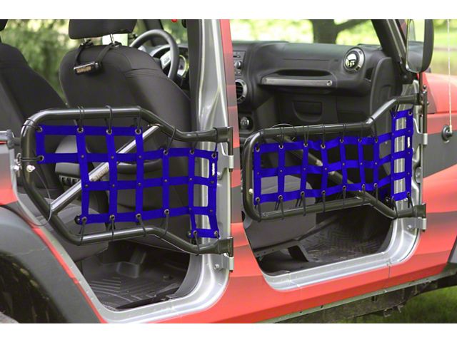 Steinjager Front and Rear Tube Door Cargo Net Covers; Blue (07-18 Jeep Wrangler JK 4-Door)