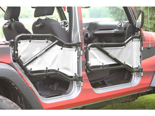 Steinjager Front and Rear Tube Door Cargo Net Covers; White (07-18 Jeep Wrangler JK 4-Door)
