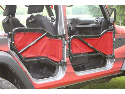 Steinjager Front and Rear Tube Door Covers; Red (07-18 Jeep Wrangler JK 4-Door)