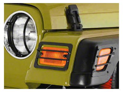 Smittybilt 4-Piece Euro Turn Signal Light Guard Kit; Black (97-06 Jeep Wrangler TJ)
