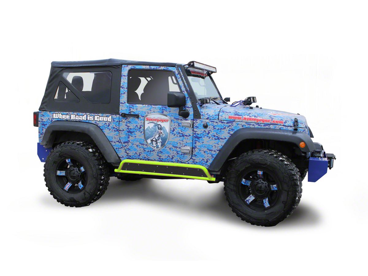 Steinjager Jeep Wrangler Phantom Rock Sliders; Gecko Green J0046404 (07-18 Jeep  Wrangler JK 2-Door) - Free Shipping