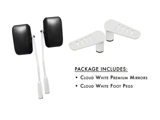 Steinjager Premium Mirror and Foot Peg Kit; Cloud White (07-18 Jeep Wrangler JK)