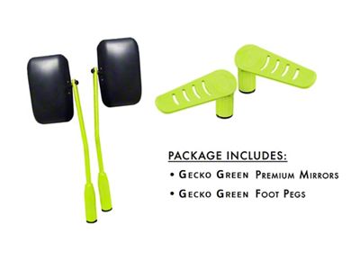 Steinjager Premium Mirror and Foot Peg Kit; Gecko Green (07-18 Jeep Wrangler JK)