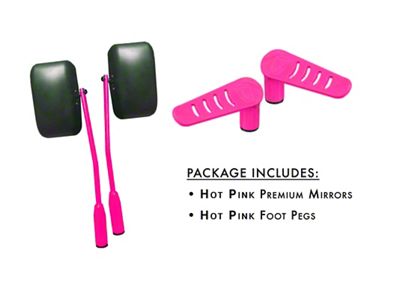 Steinjager Premium Mirror and Foot Peg Kit; Hot Pink (07-18 Jeep Wrangler JK)