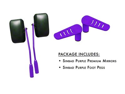 Steinjager Premium Mirror and Foot Peg Kit; Sinbad Purple (07-18 Jeep Wrangler JK)