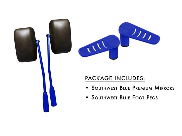 Steinjager Premium Mirror and Foot Peg Kit; Southwest Blue (07-18 Jeep Wrangler JK)