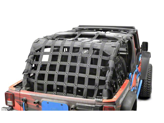 Steinjager Rear Teddy Top Premium Cargo Net; Black (07-18 Jeep Wrangler JK 4-Door)