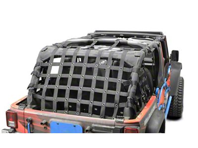 Steinjager Rear Teddy Top Premium Cargo Net; Black (07-18 Jeep Wrangler JK 4-Door)