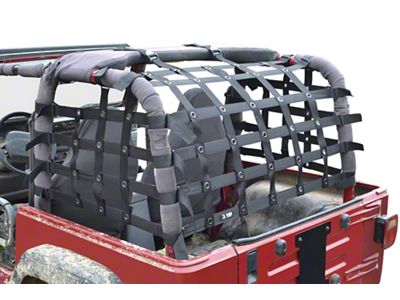 Steinjager Rear Teddy Top Premium Cargo Net; Black (97-06 Jeep Wrangler TJ, Excluding Unlimited)