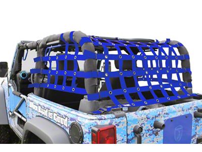 Steinjager Rear Teddy Top Premium Cargo Net; Blue (07-18 Jeep Wrangler JK 2-Door)