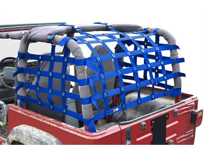 Steinjager Rear Teddy Top Premium Cargo Net; Blue (97-06 Jeep Wrangler TJ, Excluding Unlimited)