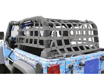 Steinjager Rear Teddy Top Premium Cargo Net; Gray (07-18 Jeep Wrangler JK 2-Door)