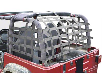 Steinjager Rear Teddy Top Premium Cargo Net; Gray (97-06 Jeep Wrangler TJ, Excluding Unlimited)